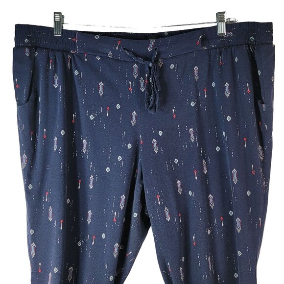 Torrid Arrow Challis Jogger Pant Blue 3X Pull On Pockets Tapered Ruched Lounge - Picture 2 of 11